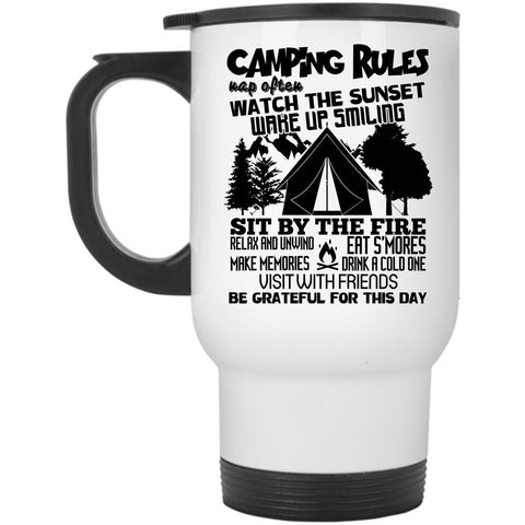 Awesome Gift For Camper Travel Mug, Camping Rules Mug