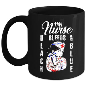 This Nurse Black Bleeds And Blue Coffee Mug, Cool Nurses Coffee Cup