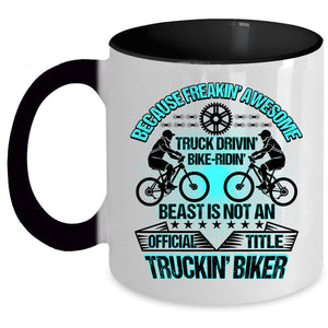 Trucking Biker Coffee Mug, Aweosme Truck Driving Bike Riding Accent Mug