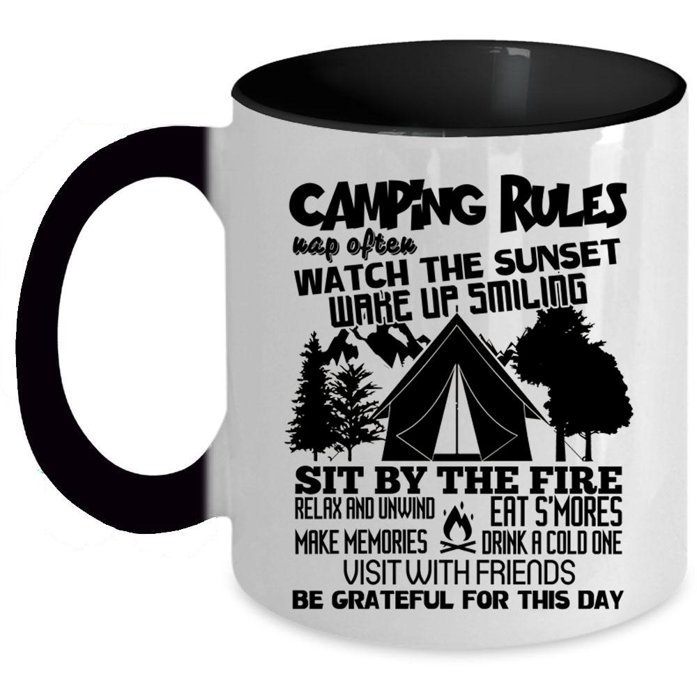 Awesome Gift For Camper Coffee Mug, Camping Rules Accent Mug