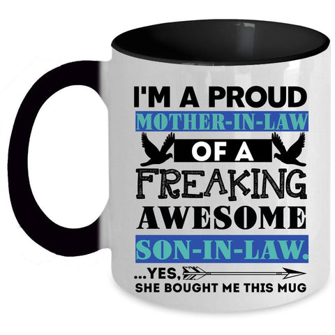 Awesome Mom Coffee Mug, Proud Mother In Law Of A Son In Law Accent Mug