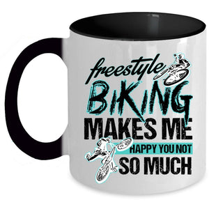 Awesome Biking Coffee Mug, Freestyle Biking Makes Me Happy Accent Mug