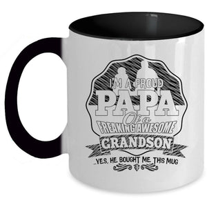 Awesome Grandson Coffee Mug, I'm A Proud Papa Of An Awesome Grandson Accent Mug