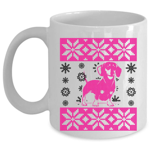 Ugly Christmas Coffee Mug, Cute Dachshund Cup