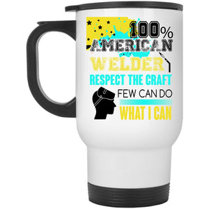 American Flag Travel Mug, 100% American Welder Mug