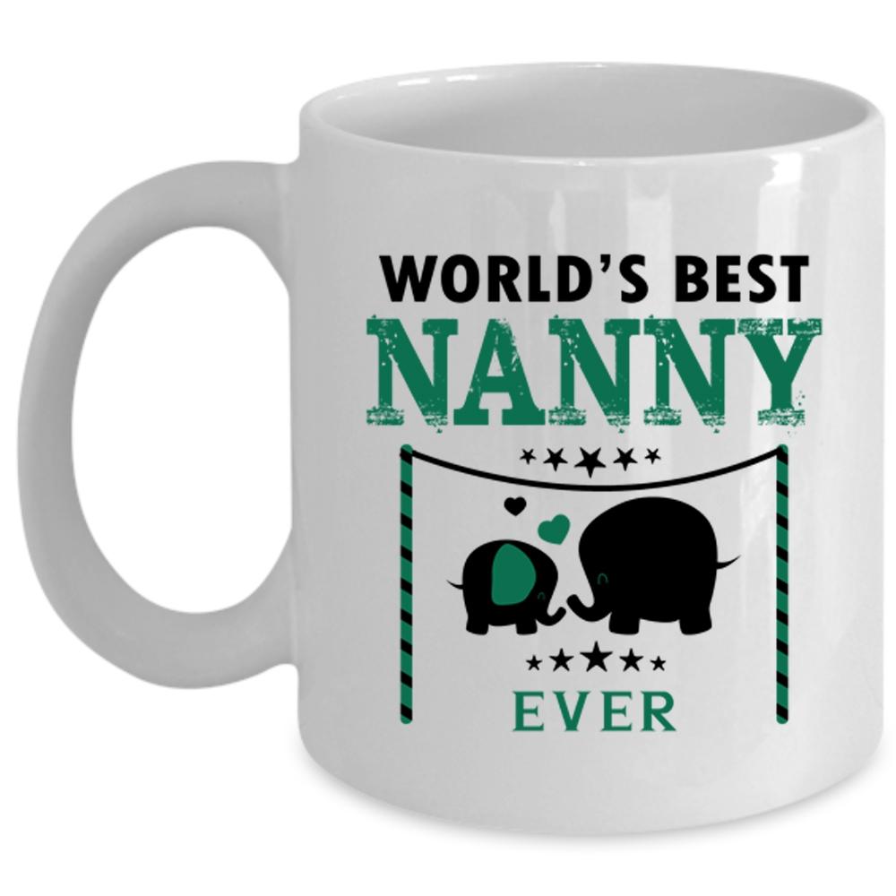 World's Best Nanny Ever Mug, Awesome Nanny Cup (Coffee Mug - White)