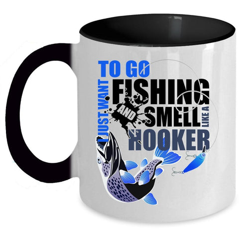 Awesome Fishing Coffee Mug, I Just Want To Go Fishing Accent Mug