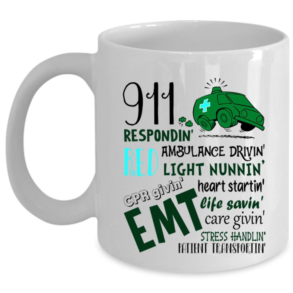 Ambulance Driving Coffee Mug, 911 Responding Cup