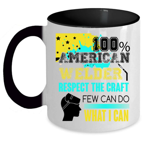 American Flag Coffee Mug, 100% American Welder Accent Mug