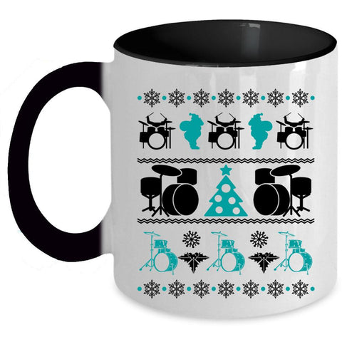 Ugly Christmas Coffee Mug, Cute Drummer Accent Mug