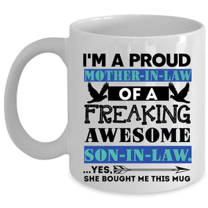 Awesome Mom Coffee Mug, Proud Mother In Law Of A Son In Law Cup