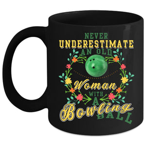 An Old Woman With A Bowling Ball Coffee Mug, Grandma Coffee Cup