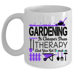 Tomatoes Coffee Mug, Gardening Is Cheaper Than Therapy Cup