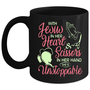 With Scissors In Her Hand Coffee Mug, She Is Unstoppable Coffee Cup