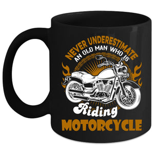 An Old Man Is Riding Motorcycle Coffee Mug, Cool Grandpa Coffee Cup