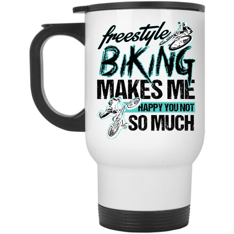 Awesome Biking Travel Mug, Freestyle Biking Makes Me Happy Mug