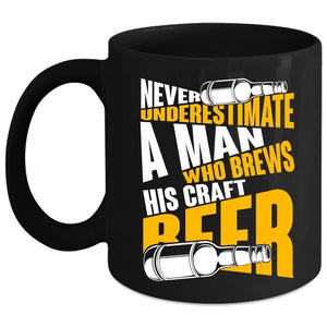 A Man Brews His Craft Beer Coffee Mug, Funny Beer Drinker Coffee Cup