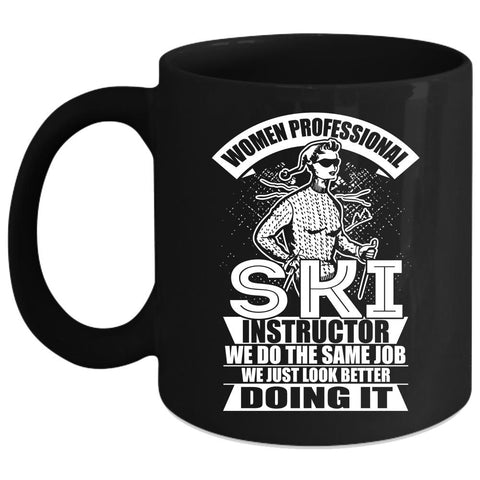 Woman Professional Ski Instructor Coffee Mug, Cool Lady Coffee Cup