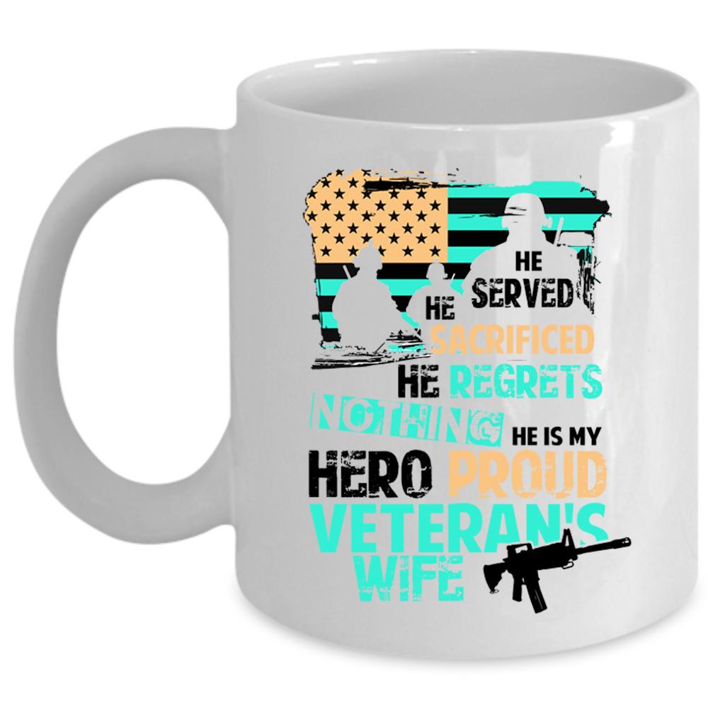 American Flag Coffee Mug, Proud Veteran's Wife Cup