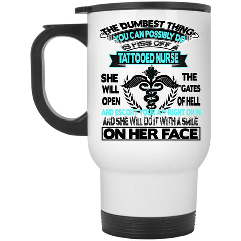 Awesome Gift for Nurses Travel Mug, Tattooed Nurse Mug