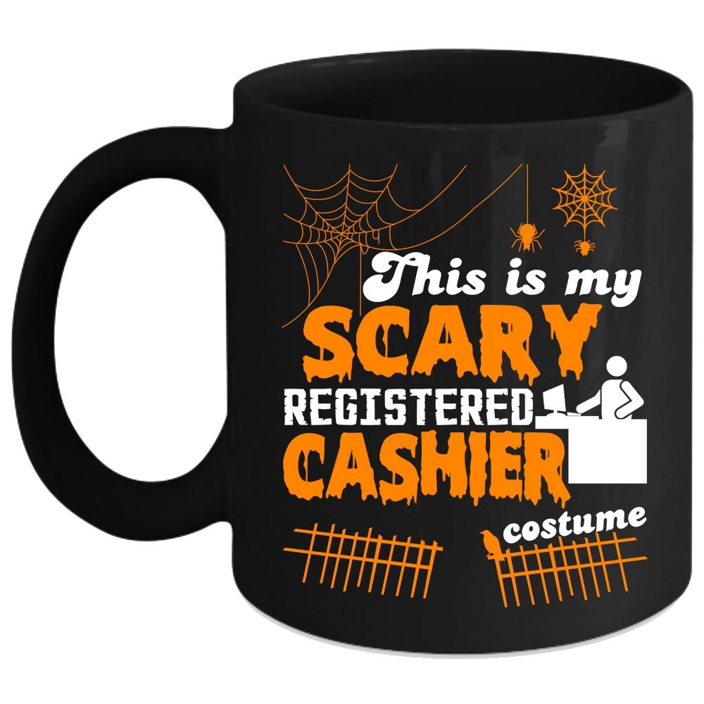 This Is My Scary Registered Cashier Costume Coffee Mug, Scary Coffee Cup