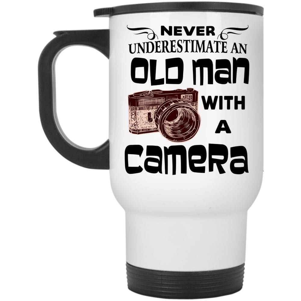 Awesome Grandpas Travel Mug, Old Man With A Camera Mug