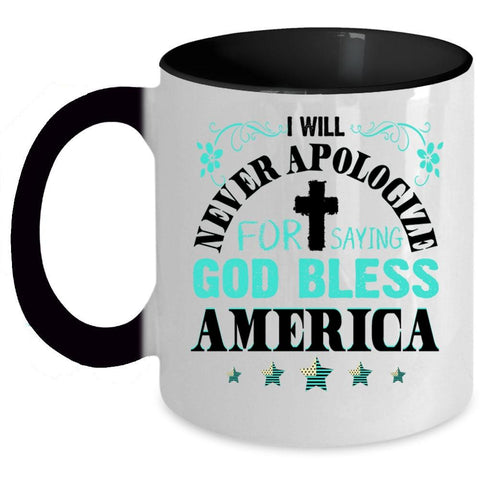 American Flag Coffee Mug, God Bless America Accent Mug