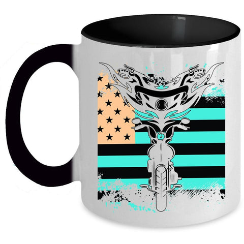 American Flag Coffee Mug, Cool Motorcycles Accent Mug