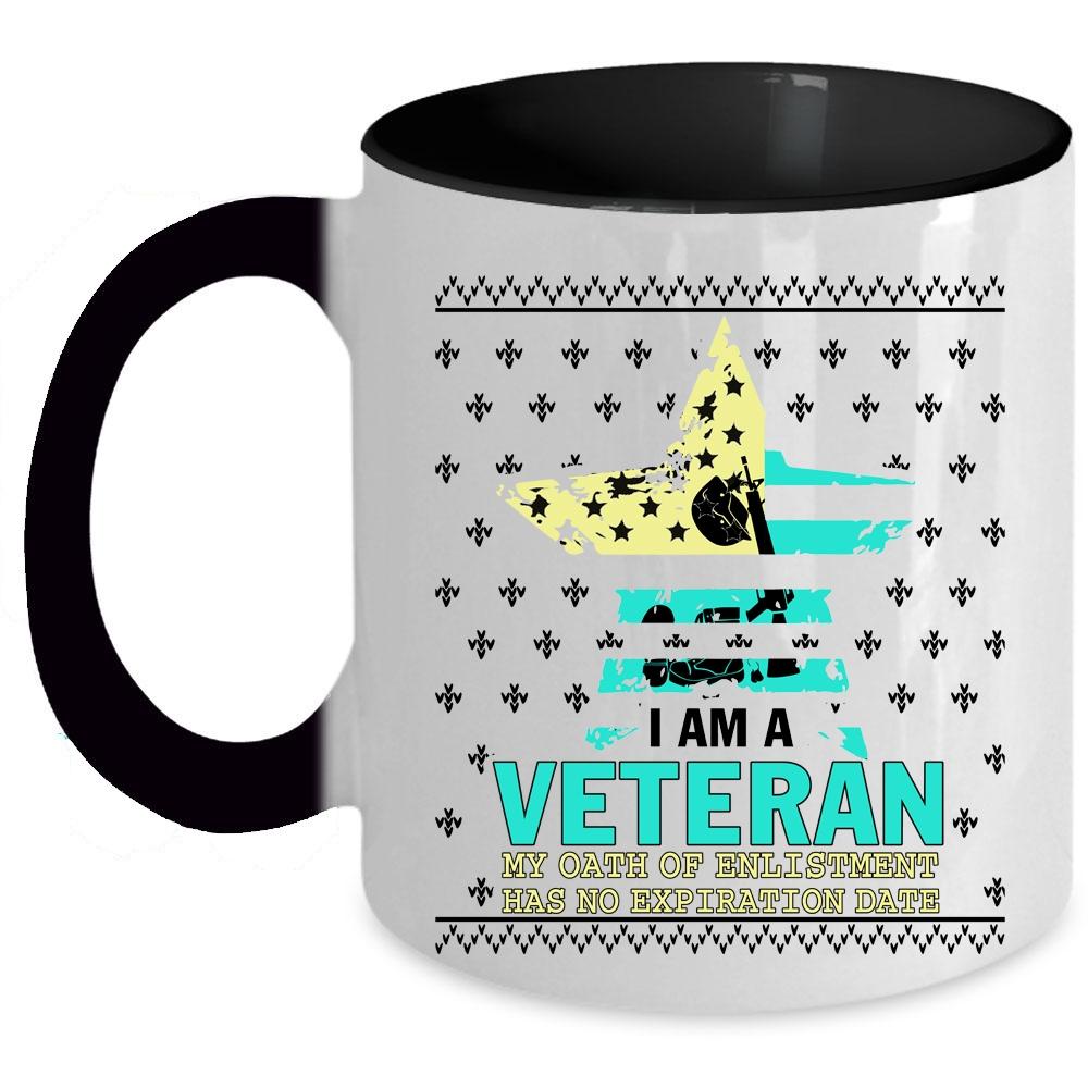 Awesome American Flag Coffee Mug, I Am A Veteran Accent Mug