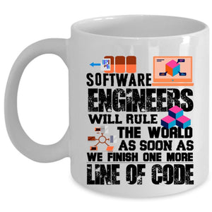 We Finish One More Line Of Code Coffee Mug, Software Engineer Cup