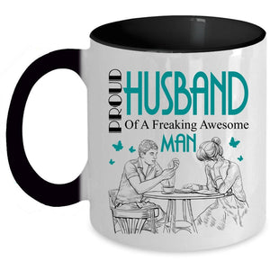 Awesome Man Coffee Mug, Proud Husband Of An Awesome Man Accent Mug