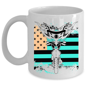 American Flag Coffee Mug, Cool Motorcycles Cup