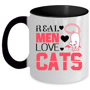 Awesome Gift For My Son Coffee Mug, Real Men Love Cats Accent Mug