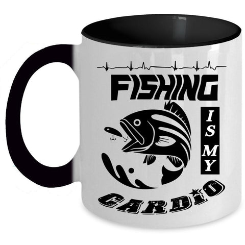 Awesome Fisher Coffee Mug, Fishing Is My Cardio Accent Mug