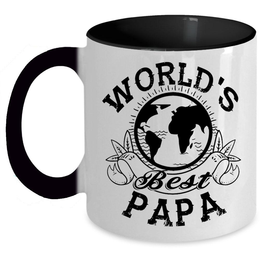 Awesome Gift For Papa Coffee Mug, World's Best Papa Accent Mug