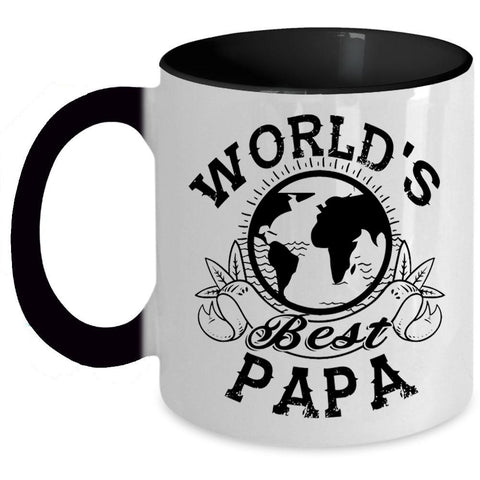 Awesome Gift For Papa Coffee Mug, World's Best Papa Accent Mug