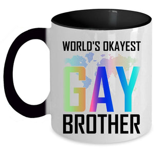 Awesome Gay Coffee Mug, World's Okayest Gay Brother Accent Mug