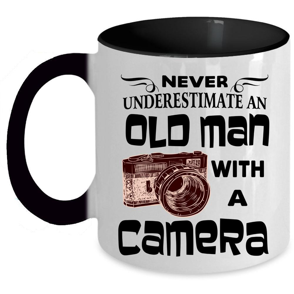 Awesome Grandpas Coffee Mug, Old Man With A Camera Accent Mug