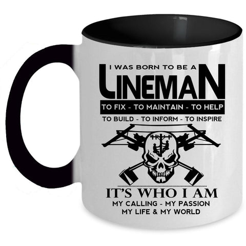 Awesome Lineman Coffee Mug, I Was Born To Be A Lineman Accent Mug