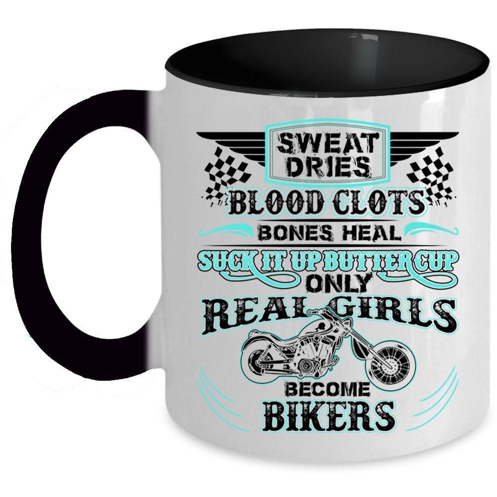 Awesome Girls Coffee Mug, Only Real Girls Become Bikers Accent Mug