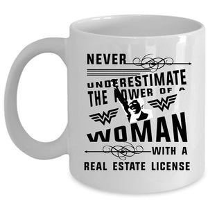 Woman With A Real Estate License Mug, Gift For Mom Cup (Coffee Mug - White)