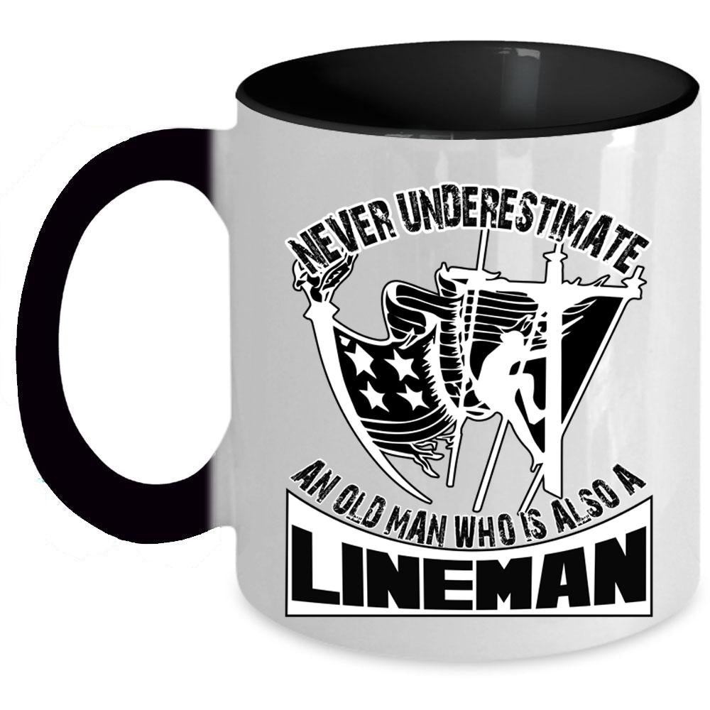 Awesome Grandpas Coffee Mug, An Old Man Is A Lineman Accent Mug