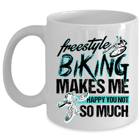 Awesome Biking Coffee Mug, Freestyle Biking Makes Me Happy Cup