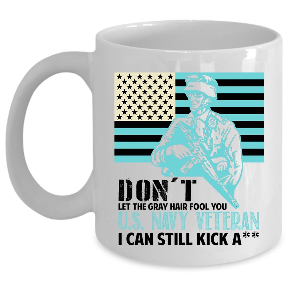 American Flag Coffee Mug, U.S Navy Veteran Cup