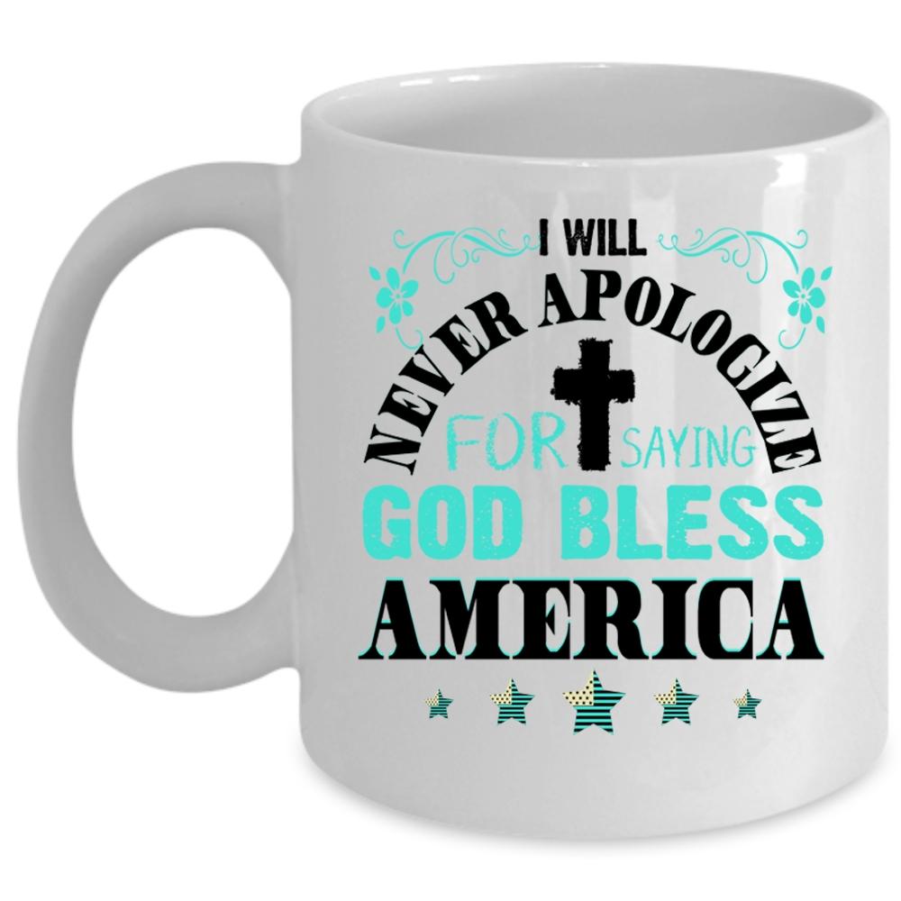 American Flag Coffee Mug, God Bless America Cup