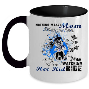 Watching Her Kid Ride Coffee Mug, Nothing Makes Mom Happier Accent Mug