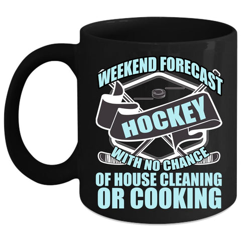 Weekend Forecast Hockey Coffee Mug, Cool Sporty Coffee Cup