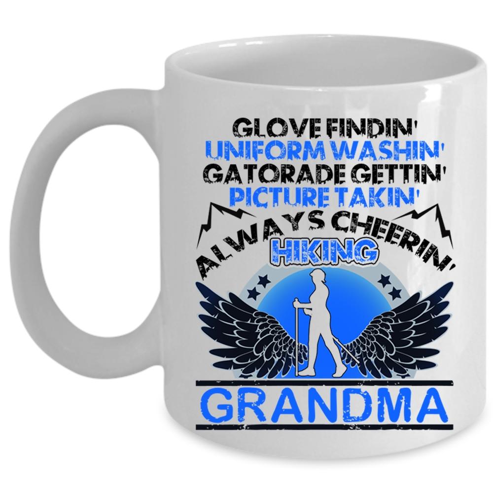 Always Cheering Hiking Grandma Coffee Mug, Glove Finding Picture Taking Cup