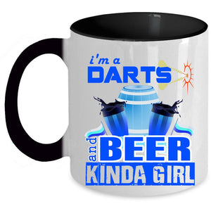 Awesome Girls Coffee Mug, I'm A Darts And Beer Kinda Girl Accent Mug